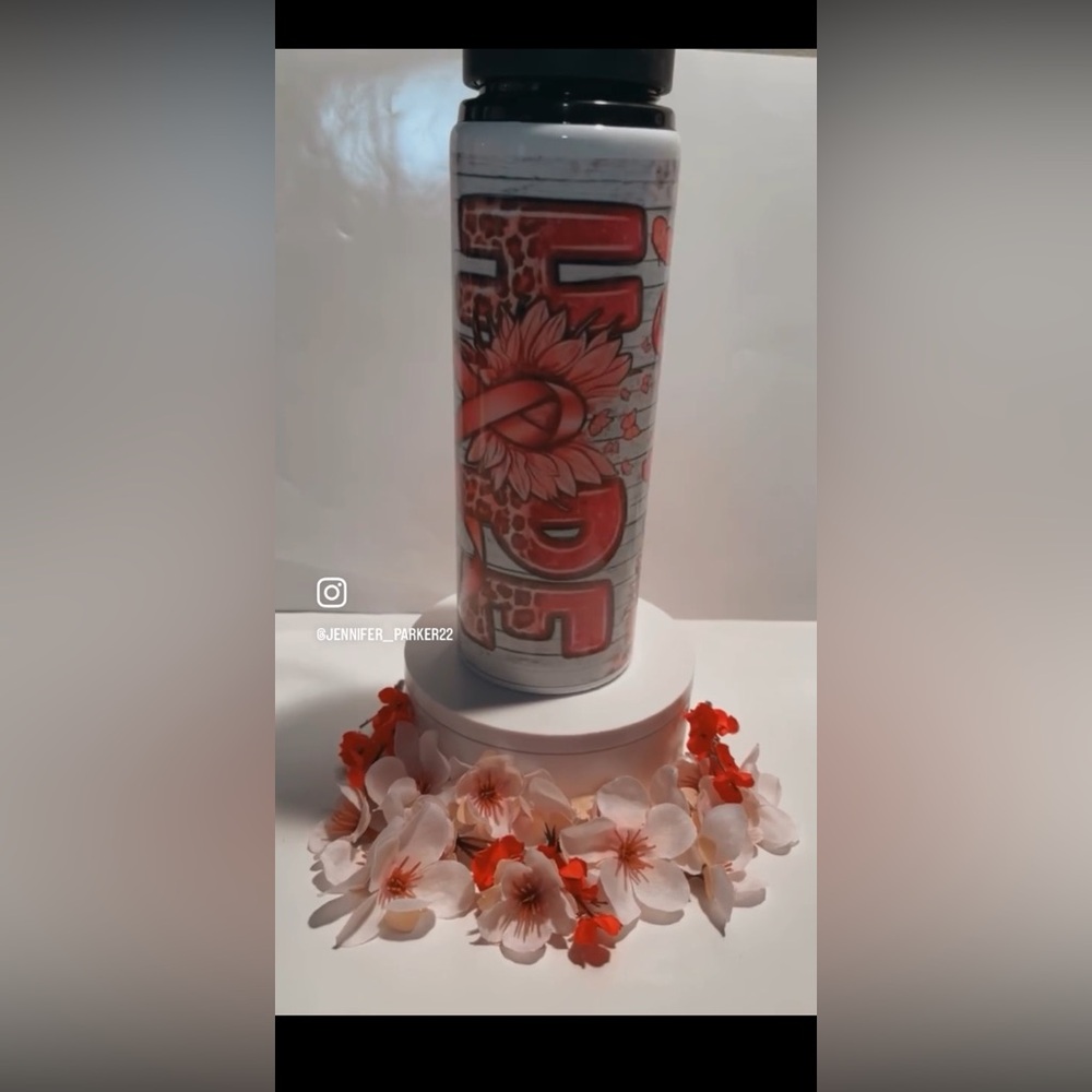 Water bottle breast cancer awareness